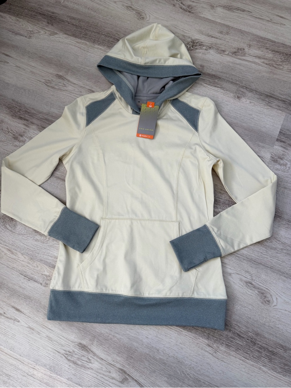 NWT tek gear Pastel yellow  with Gray Trim hoodie